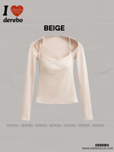 Square Neck Strap Line Long Sleeve Tee