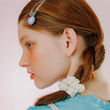 MINI SHIRRING SATIN SCRUNCHIE (IVORY)