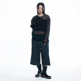 Cut Off Net Knit - BLACK