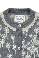 Flower Wool Cardigan [Gray]