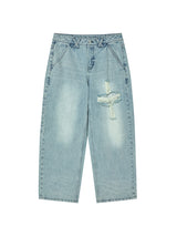 CROSS APLIQUE DENIM LIGHT BLUE