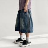 Kfer Banding Track Line Washing Denim Bermuda Shorts