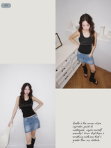 All-match best denim mini skirt