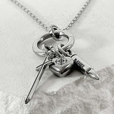 ss-Multi P circle keyring necklace_silver