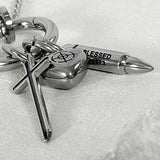 ss-Multi P circle keyring necklace_silver