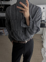 ASCLO Linen Denim Stripe Over Shirt (2color)