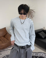 キアンワッフルボタンロングスリーブTシャツ