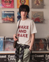 メイクレタリングプリントショートスリーブTシャツ