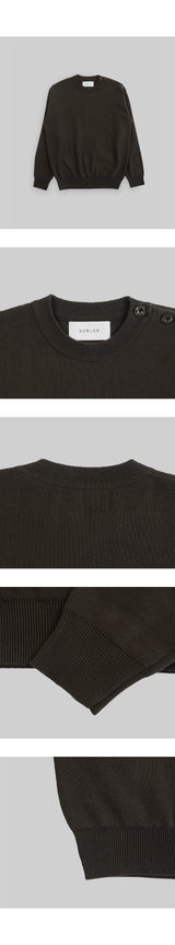 Cotton Button Round Knit [Brown]