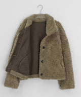 Rital Wool High Neck Fur Jacket