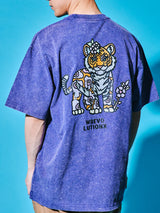 サクラアニマルズパープルデニムウォッシュドTシャツ (タイガー)