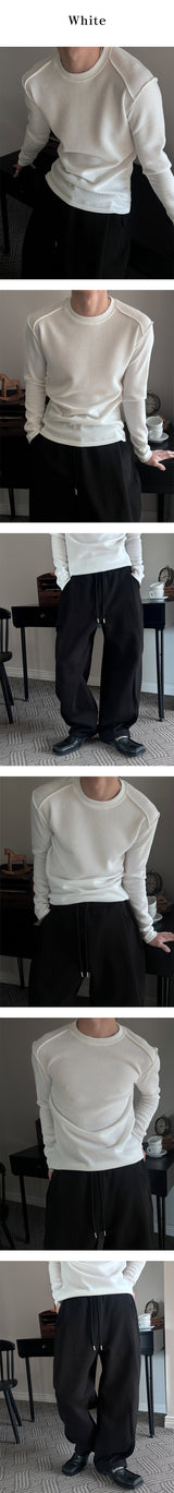 [MUSCLE FIT] Shoulder cutting knit sleeves(3color)