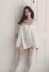 romantique deep v pleur shirring bl