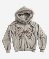 バタフライスプレータージップアップ#ベージュ(FLEECE LINED)
