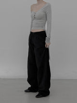 ワンオフアンバランススリムシャーリングTシャツ