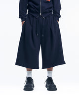 Star Lettering Patch Bermuda Sweat Pants - Navy