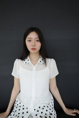 ドットカラーシアーブラウス (WHITE)