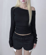 Button One Off-Shoulder Top (3colors)