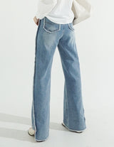 Overlock Side Cutting Denim Pants