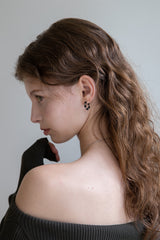Onyx and crystal mini hoop earring