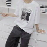 PUPPY & KITTY FRIEND OVER FIT SHORT-SLEEVE T-SHIRT_WHITE