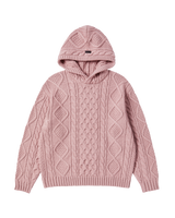 25FW ローゲージケーブルニットフーディー フーディーピンク