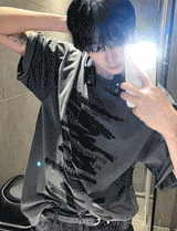 lettering brush drawing short sleeve T-shirt