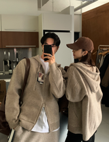 【セットアップ】Logane Maison ニットフーディー ジップアップ ワイドパンツ セット