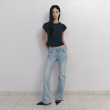 C 90S LINE WAFFLE BASIC T-SHIRT_NAVY