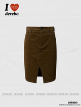 brown corduroy midi skirt