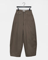 Bipu Embroidery Buckle Balloon-Fit Wide Cotton Long Pants
