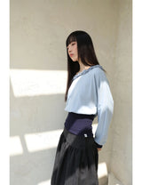 OFF-SHOULDER RUFFLE TOP(BLUE)