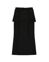 Layered Wool Skirt / Black