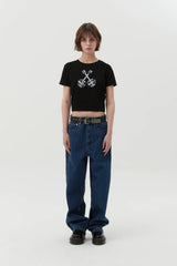 UNION JACK CROP T-SHIRT - BLACK 