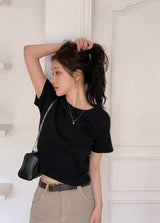 NDベーシックリブクロップショートスリーブTシャツ(6color)