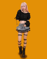 lace toto denim skirt (속바지/2color)