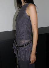 PEARL MESH SHIRRING TOP