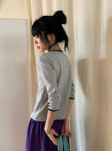 26SS★ [BAONHAUS] ケトロン カラーマッチング スリークォータースリーブ Tシャツ
