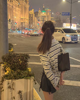Palm collar striped T-shirt