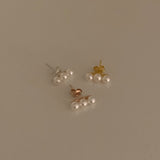 (silver925) スリーパールピアス *gold