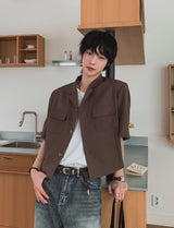Summer rubbing linen crop jacket