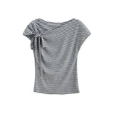Noel Asym Stripe Ribbon Top