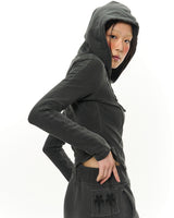 Patch Slim Hoodie _ Dark Grey