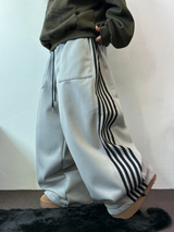 フリース❤トラックビッグポケットロングワイドバルーンパンツ 🖤🩶💛4カラー