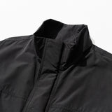 ポリーコットンリブダブルプラケットロングジャケット - ブラック