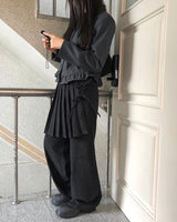 Scheme Corduroy Pleated Layered Wrap Skort Pants