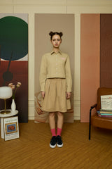 Campus Lover Beige Crop Shirt [For women]