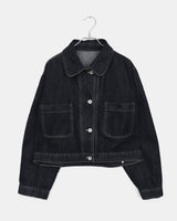 Mizen collar pocket washed denim jacket
