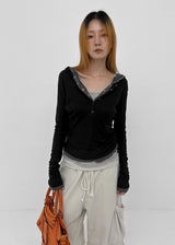 [MADE] Miti Wool Tencel Henley Neck Long Sleeve Hoodie