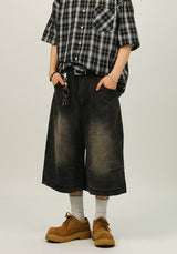 HS Vintage Crack Washing Bermuda Denim Pants
